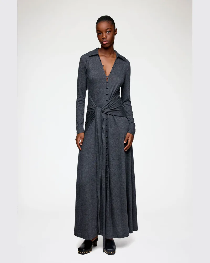 Ganni gemischt Langes Kleid aus Jersey in Grau Modal - Größe Gemischt