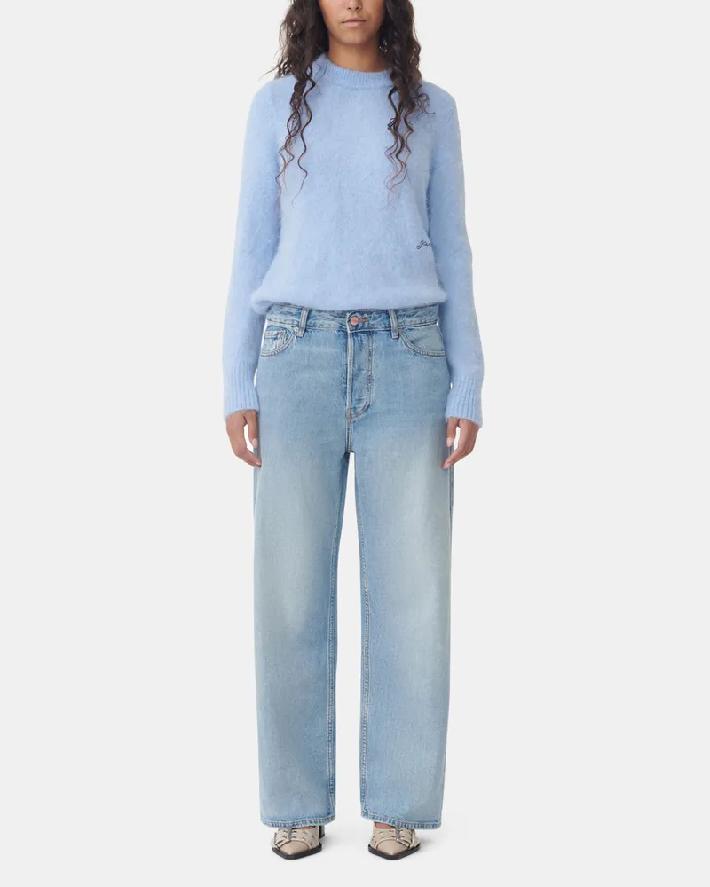 Ganni blau Izey Jeans aus hellblauem Denim Bio-Baumwolle - Größe Blau
