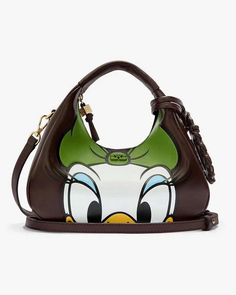 Ganni Daisy Duck Mini-Hobo-Tasche in Braun Braun