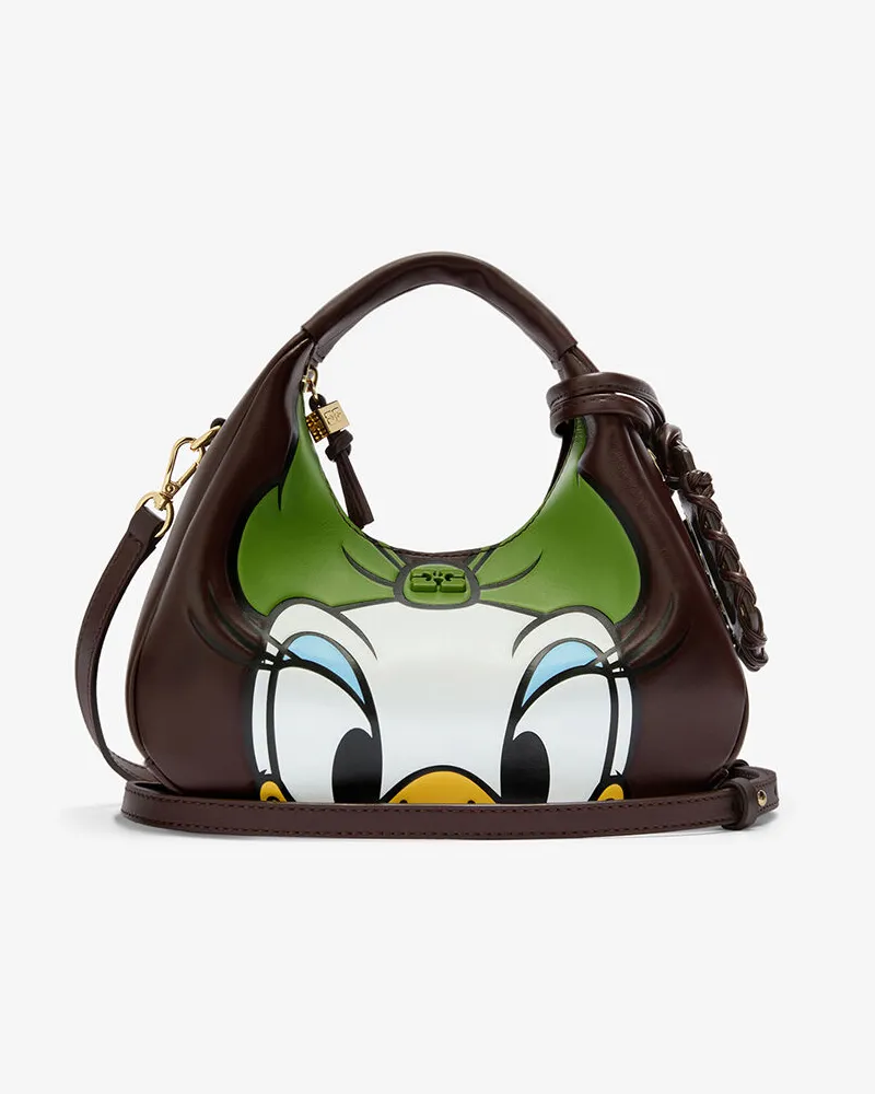 Ganni Daisy Duck Mini-Hobo-Tasche in Braun Braun