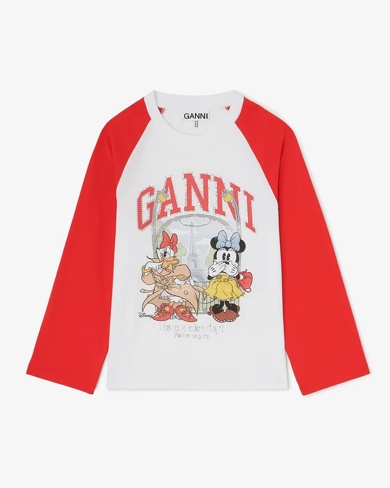 Ganni weiß T-Shirt mit Minnie Maus und Daisy Duck Bio-Baumwolle - Größe Weiß