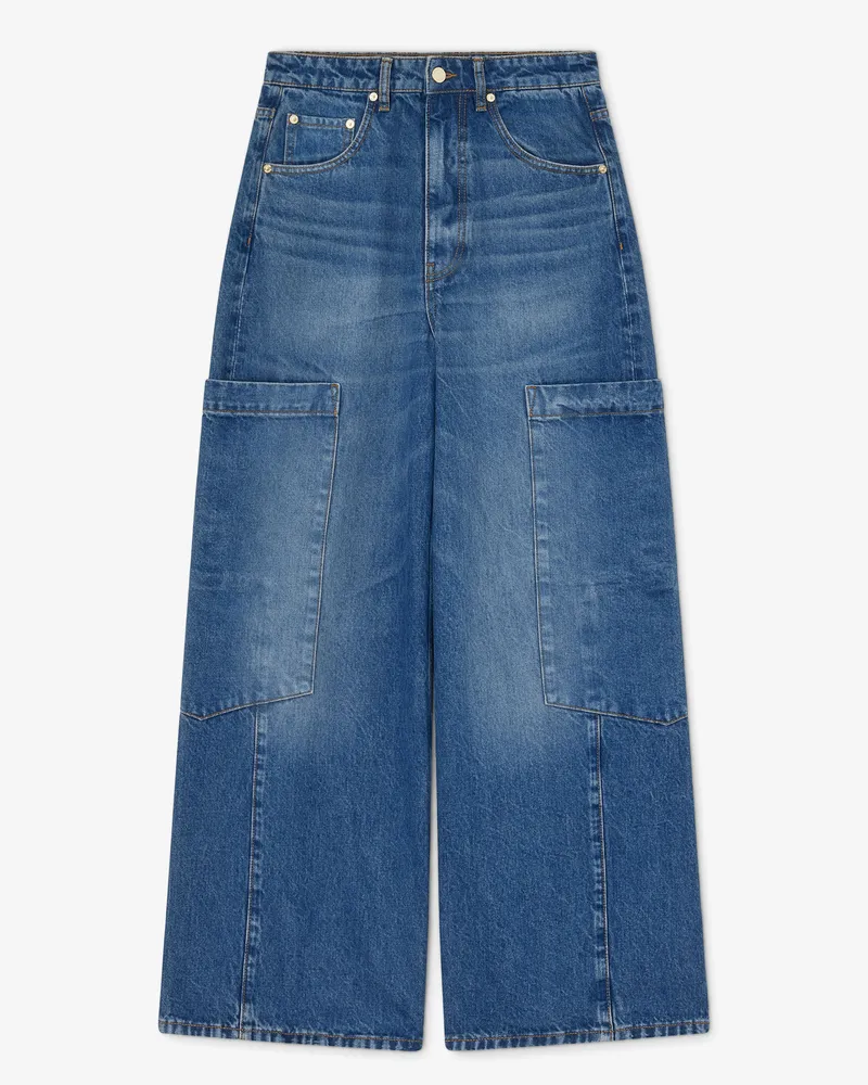 Ganni blau Weite Baggy-Jeans aus festem Denim Bio-Baumwolle - Größe Blau