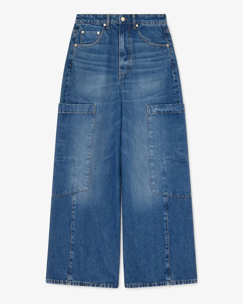 Ganni blau Weite Baggy-Jeans aus festem Denim Bio-Baumwolle - Größe Blau