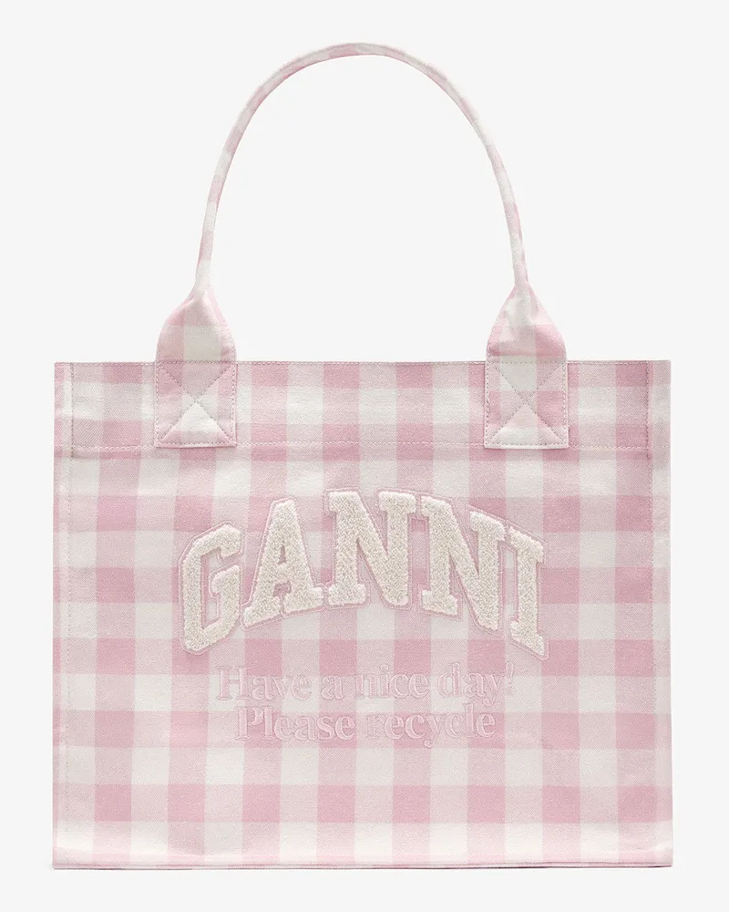 Ganni Großer Tote mit Vichy-Karos Bleached Mauve 