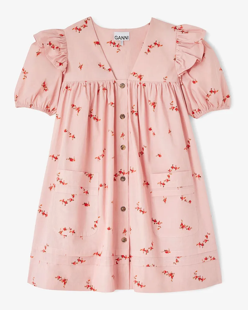 Ganni rosa Minikleid aus Baumwolle Bio-Baumwolle - Größe Rosa