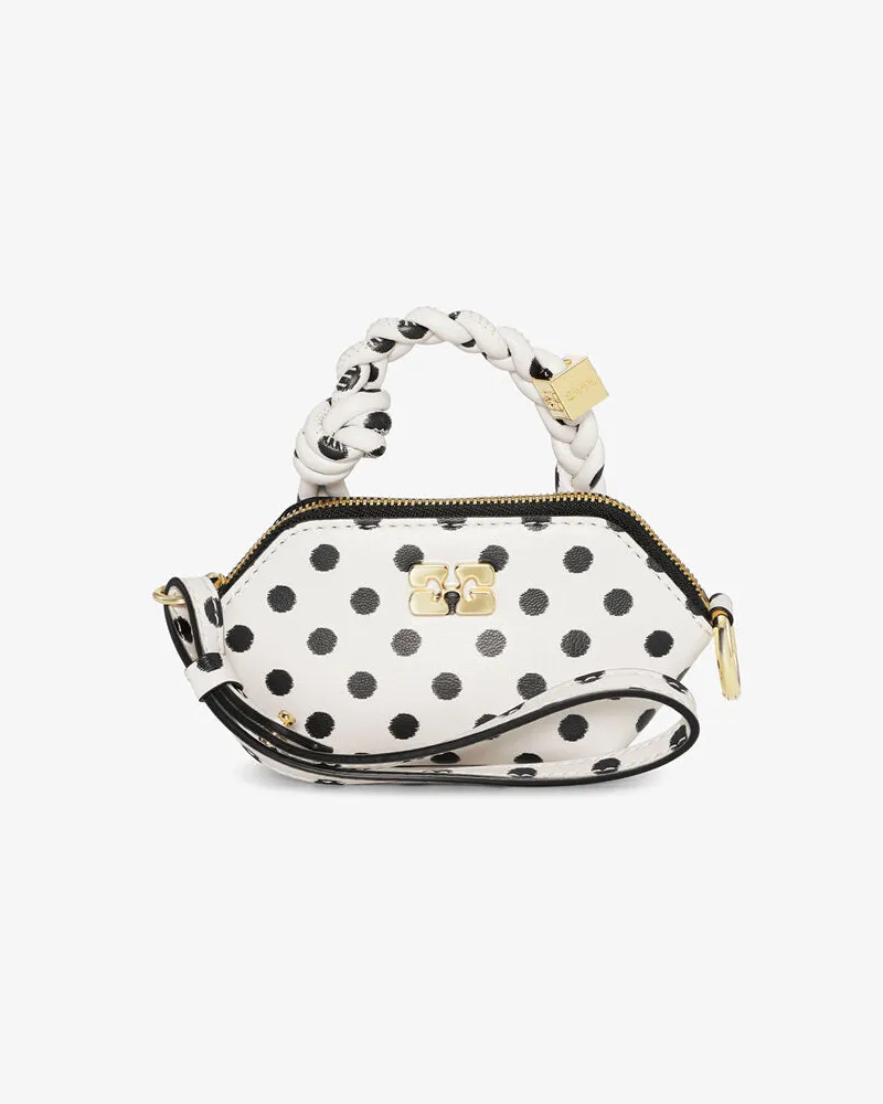 Ganni Gepunktete Nano Bou Tasche weiß Weiß