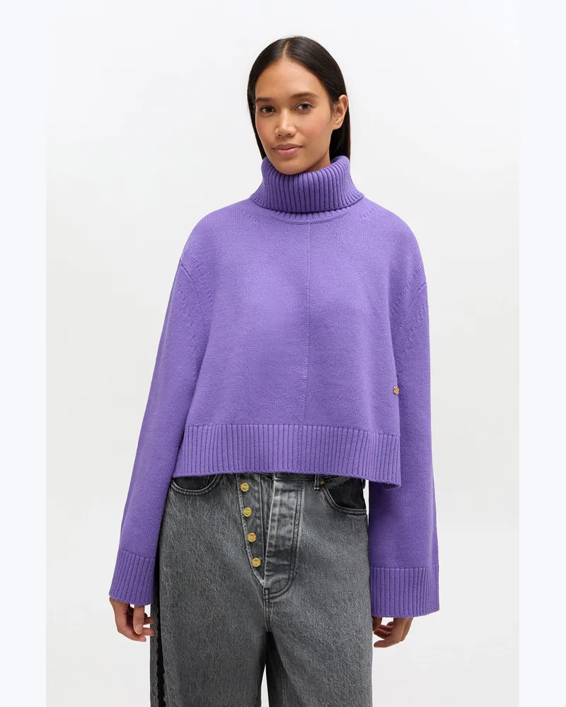 Ganni Passion Flower Rollkragenpullover aus Wolle - Größe Passion