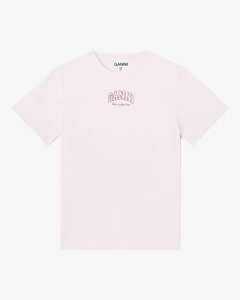 Ganni Chalk rosa Essential Basic-T-Shirt - Größe Chalk