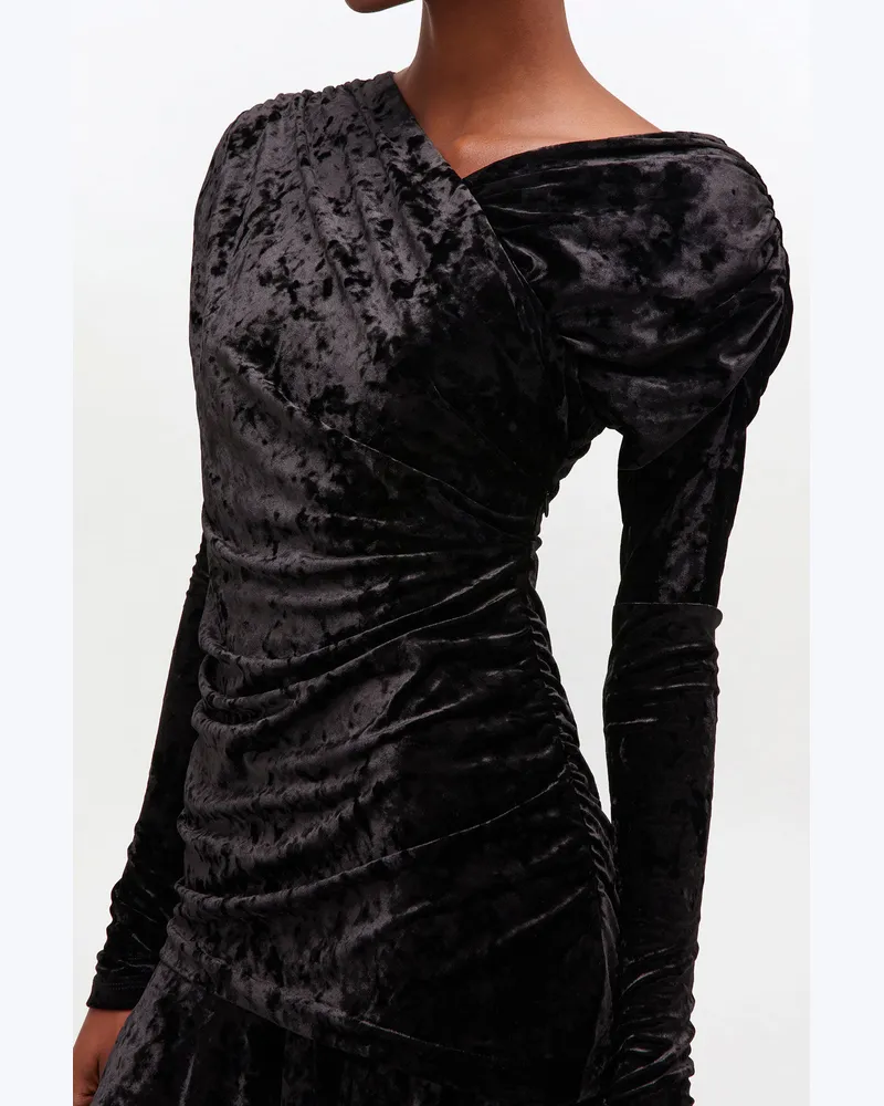 Ganni Mini-Kleid in Schwarz mit Raffungen - Größe Schwarz