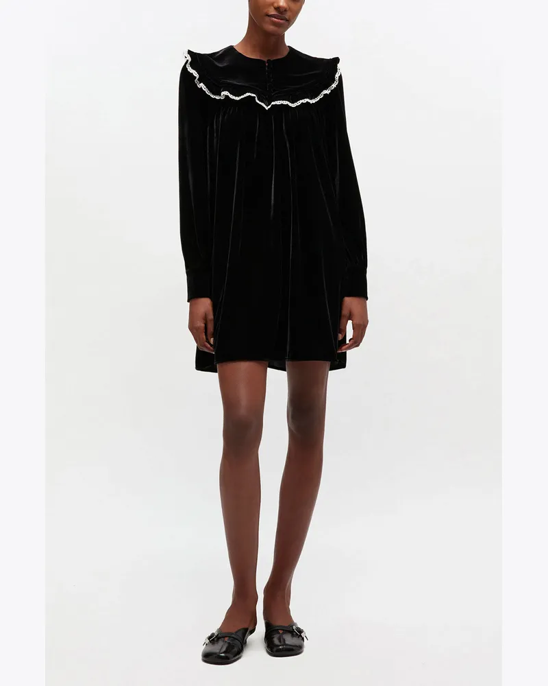 Ganni Schwarzes Samtkleid - Größe schwarz Schwarz