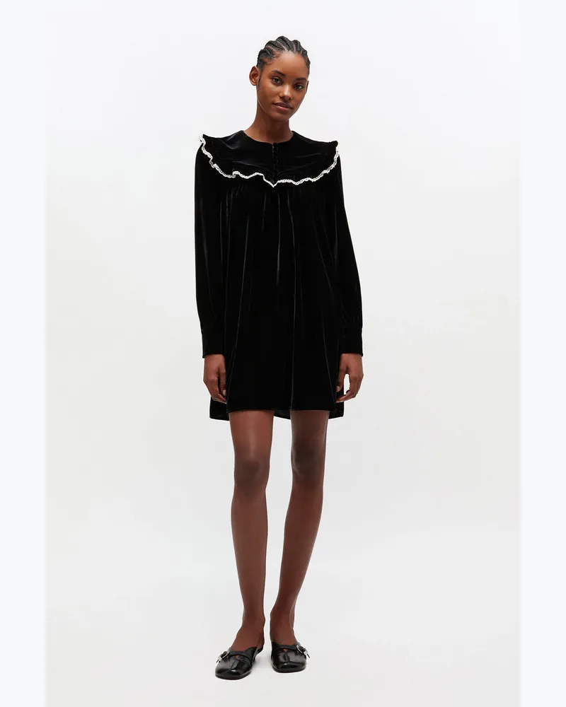 Ganni Schwarzes Samtkleid - Größe schwarz Schwarz