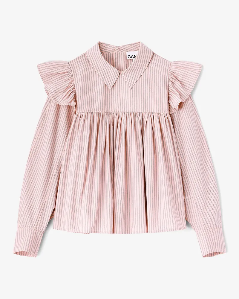 Ganni Chalk rosa Rüschenbluse - Größe Chalk