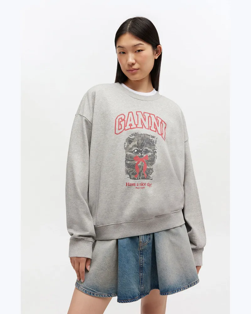 Ganni grau Graues Kätzchen-Sweatshirt - Größe Grau