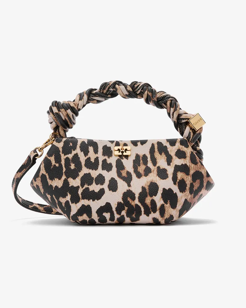 Ganni Bou Tasche Mini in Leopard-Optik Almond Milk Almond