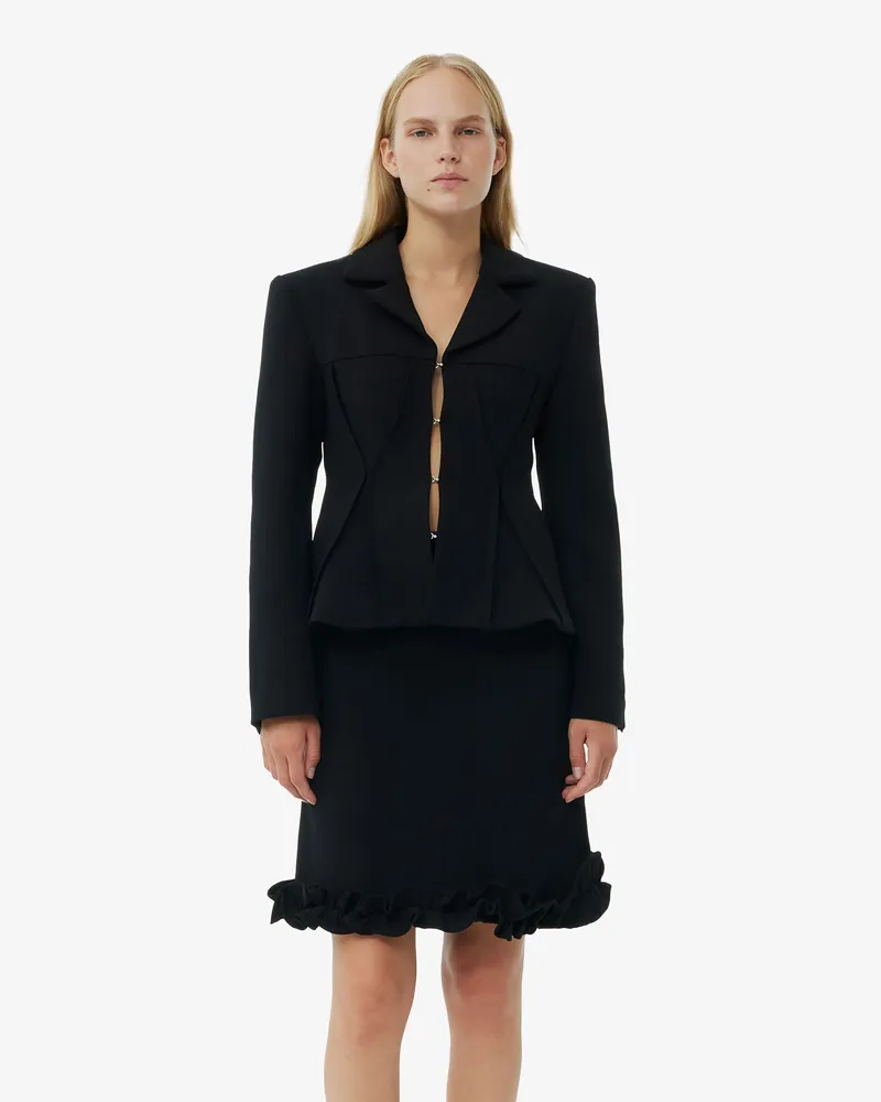 Ganni Schwarzer taillierter Blazer aus verbundenem Crêpe - Größe schwarz Schwarz