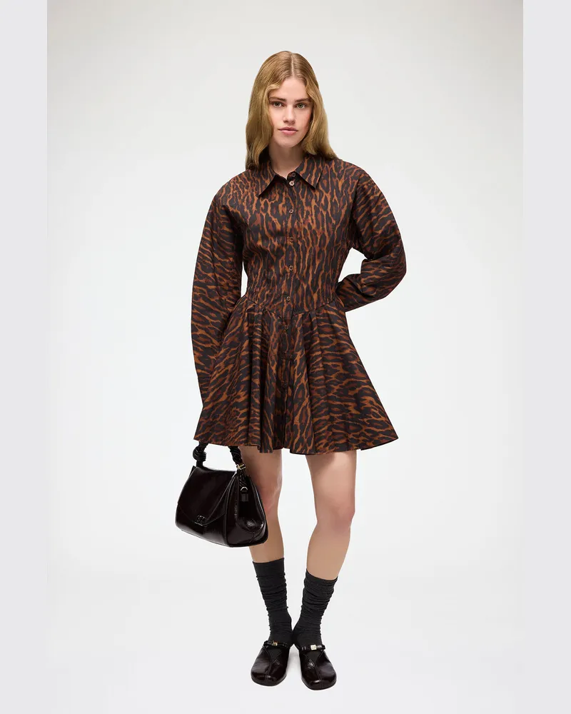 Ganni Rawhide Kleid in rotem Farbverlauf und Leopard Bio-Baumwolle - Größe Rawhide