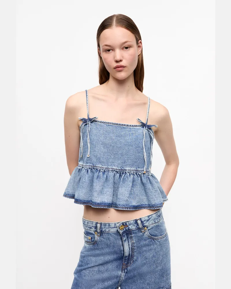 Ganni blau Denim Strap Top Bio-Baumwolle - Größe Blau