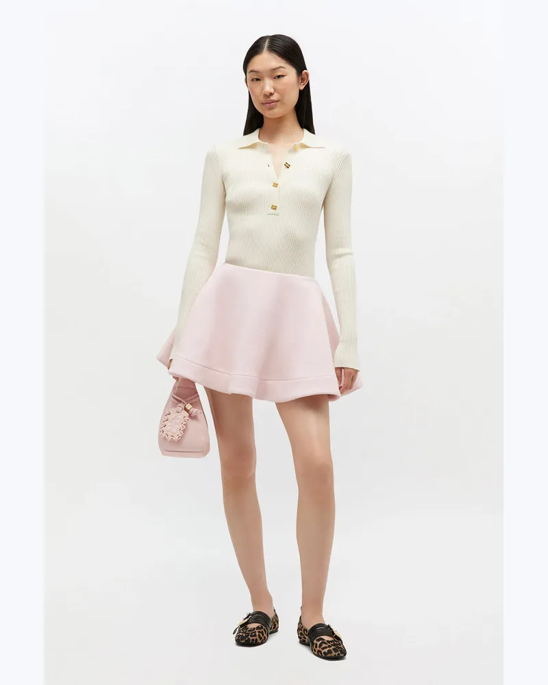 Ganni Caban-Tellerrock aus Wolle rosa Rosa