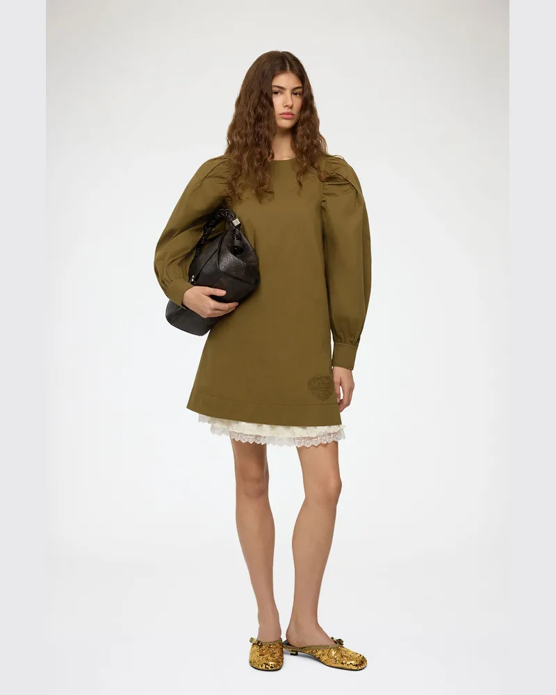 Ganni grün Kleid aus grüner Baumwolle Bio-Baumwolle - Größe Grün