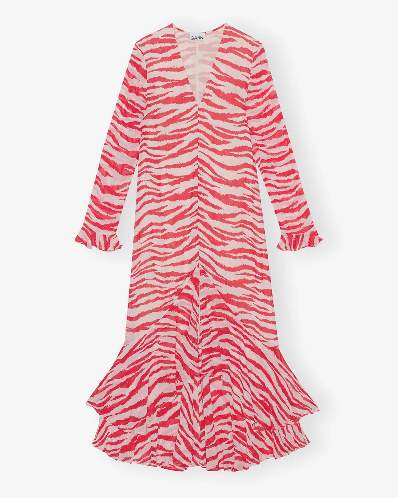 Ganni rot Maxikleid aus leichtem Georgette mit Print Viskose - Größe Rot