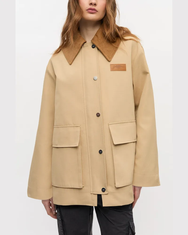 Ganni Midijacke aus Twill in Camel - Größe beige Beige