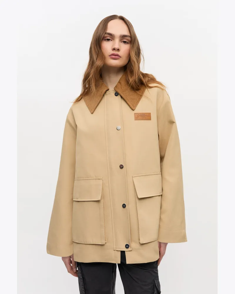 Ganni Midijacke aus Twill in Camel - Größe beige Beige