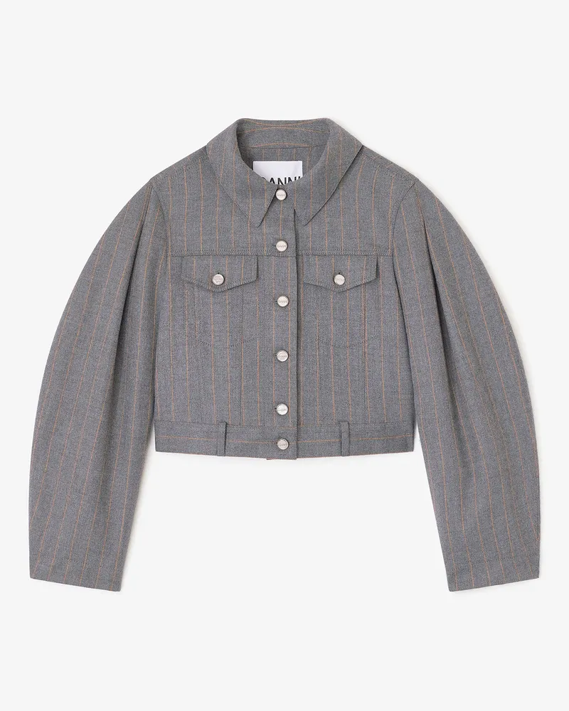 Ganni Grau gestreifte Jacke Grau