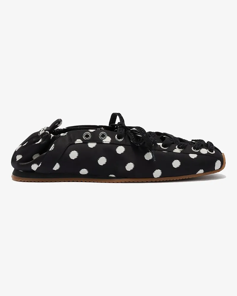 Ganni Sporty Ballerina in Schwarz mit Punkten - Größe Schwarz