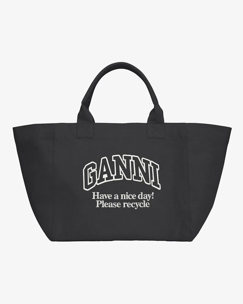 Ganni Schwarzer XXL Tote gemischt 