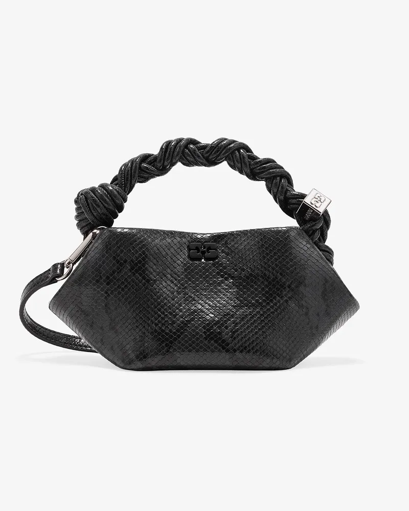 Ganni Mini-Bou-Tasche mit Schlangenprint schwarz Schwarz