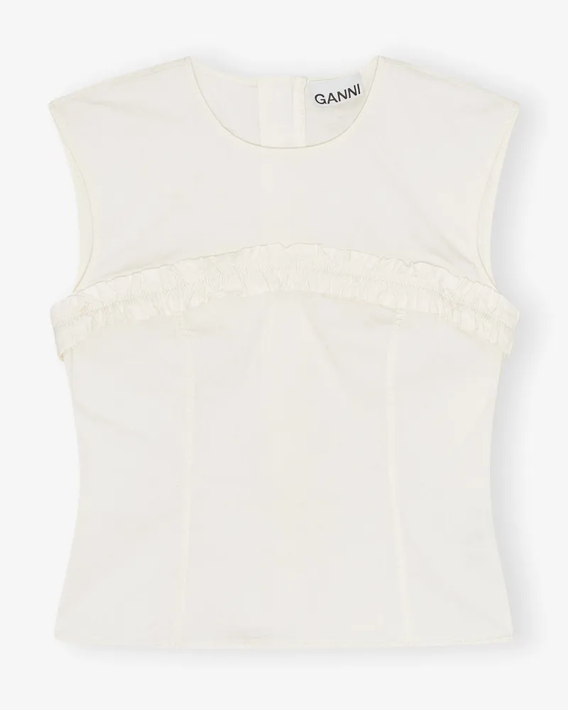 Ganni weiß Cremefarben gewaschene Korsettbluse aus Stretch-Baumwolle Baumwolle - Größe Weiß