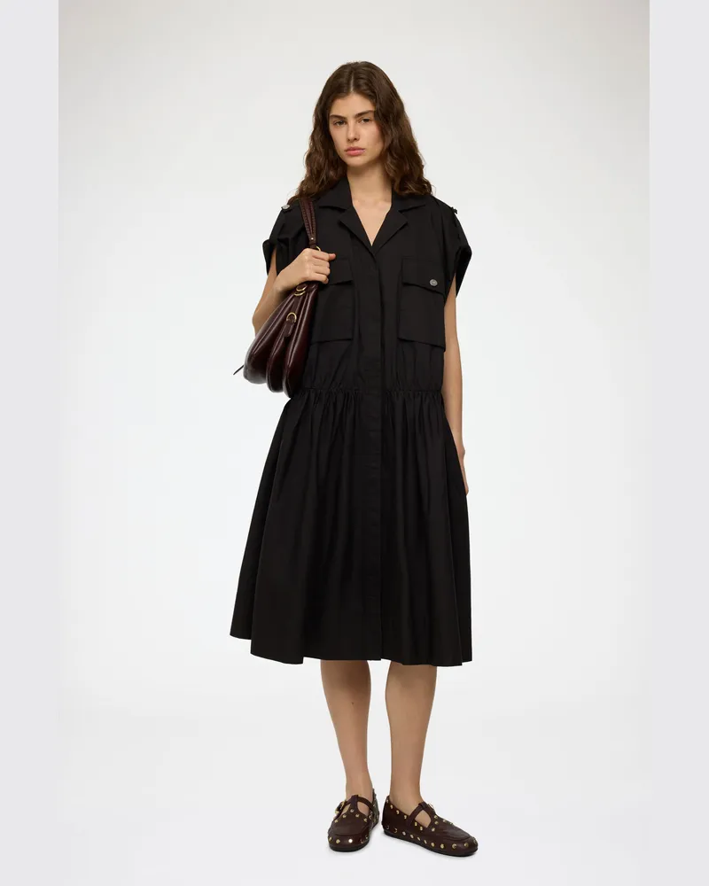 Ganni schwarz Kleid aus schwarzer Baumwolle Bio-Baumwolle - Größe Schwarz