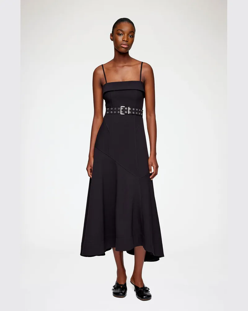 Ganni Kleid aus Twill-Anzugstoff in Schwarz Schwarz