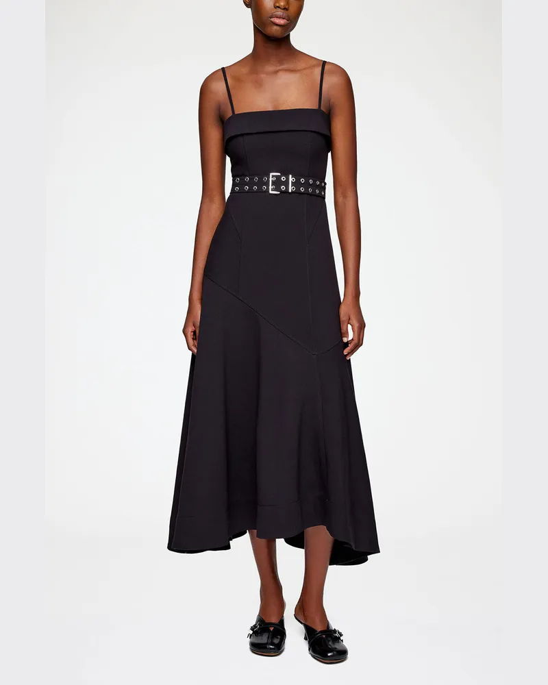 Ganni Kleid aus Twill-Anzugstoff in Schwarz Schwarz