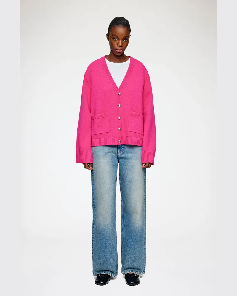 Ganni rosa Klassische Strickjacke aus Wolle - Größe Rosa