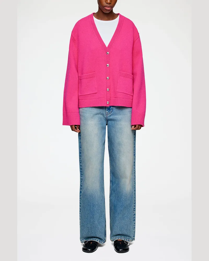 Ganni rosa Klassische Strickjacke aus Wolle - Größe Rosa