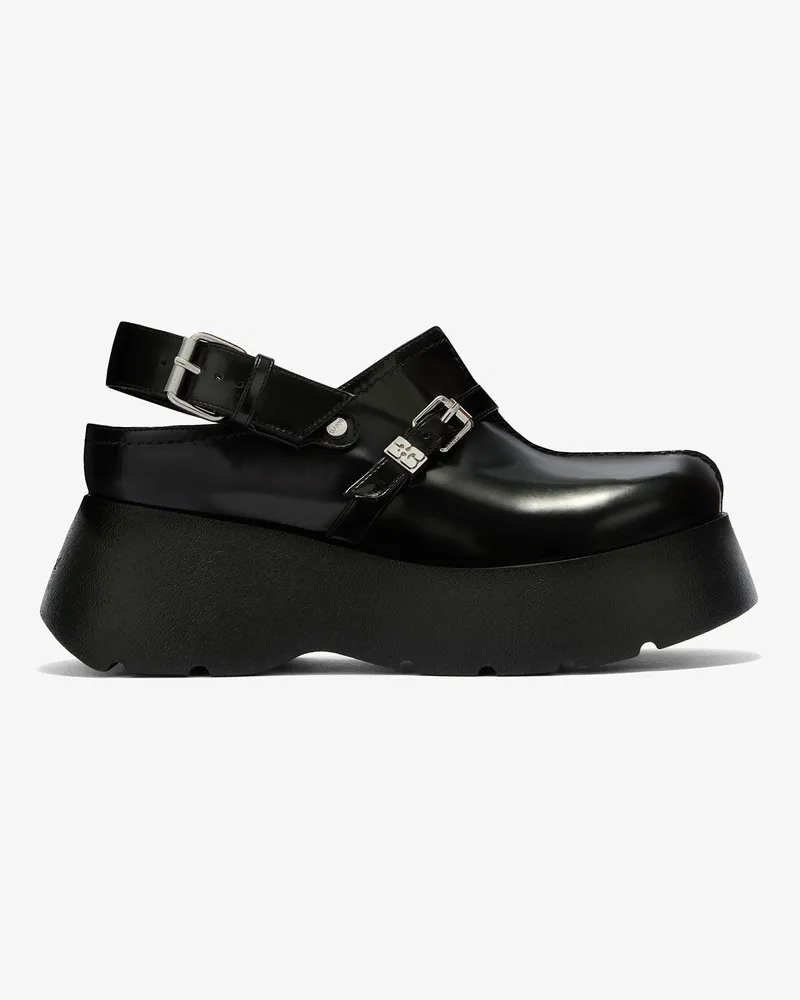Ganni Plateau-Clogs in Schwarz Oleatex - Größe Schwarz