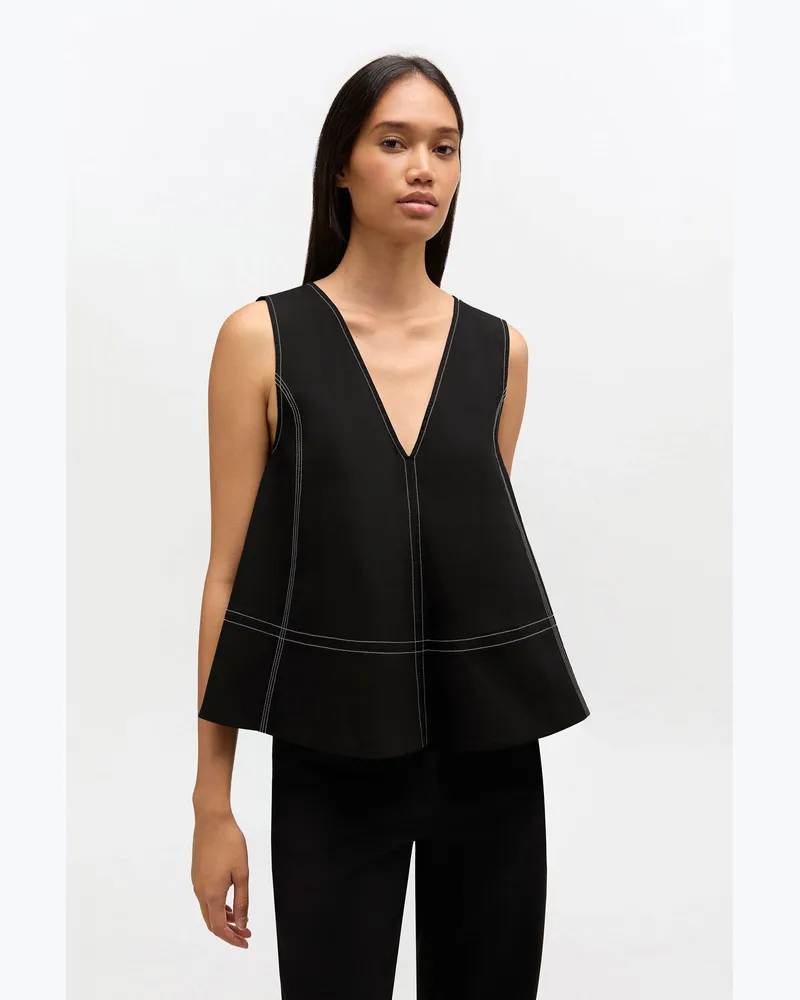 Ganni schwarz Schwarzes A-Linien-Top aus Baumwolle Bio-Baumwolle - Größe Schwarz