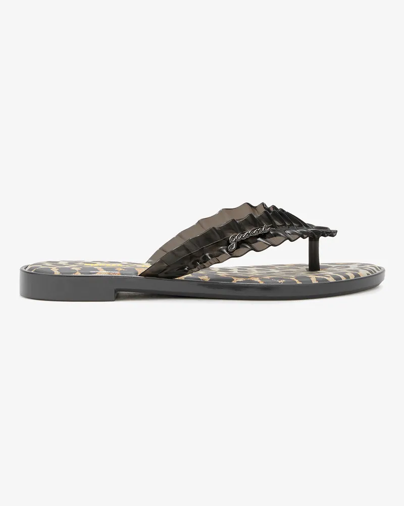 Ganni Melissa-Flip-Flops mit Leopardenmuster - Größe schwarz Schwarz