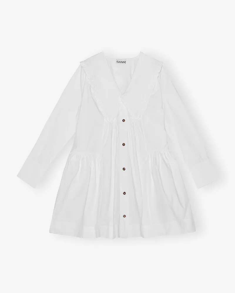 Ganni weiß Mini-Hemdblusenkleid aus weißer Baumwolle Bio-Baumwolle - Größe Weiß