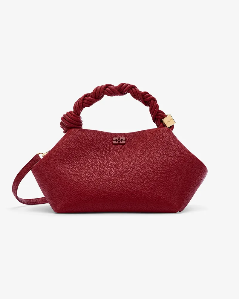 Ganni Genarbte, kleine Bou-Tasche in Rot Dahlia Rot