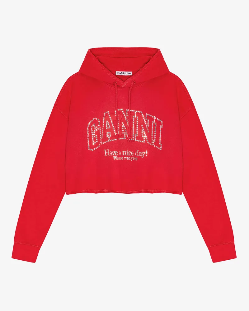 Ganni Racing rot Roter Strass Hoodie Baumwolle - Größe Racing