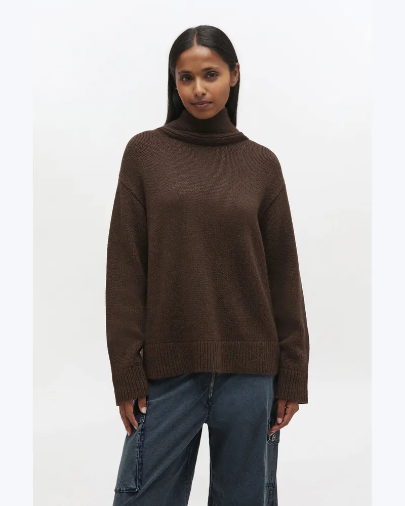 Ganni braun Brauner Pullover mit offenem Rücken Wolle - Größe Braun