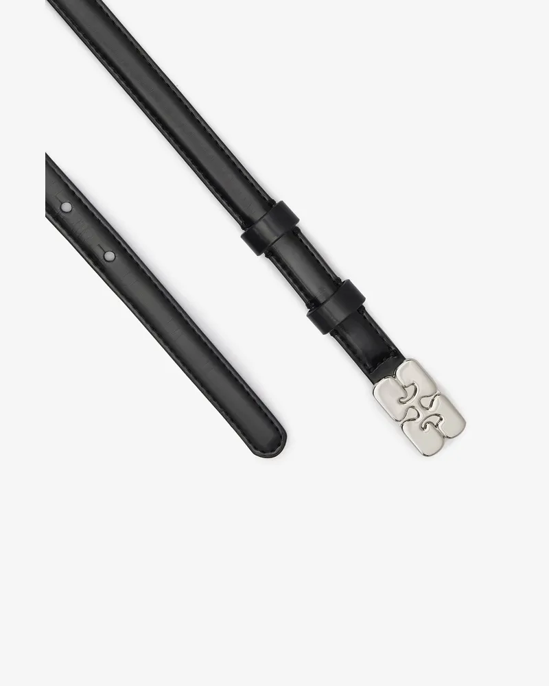 Ganni Schmaler Kat-Gürtel aus schwarzem Lackleder - Größe schwarz Schwarz