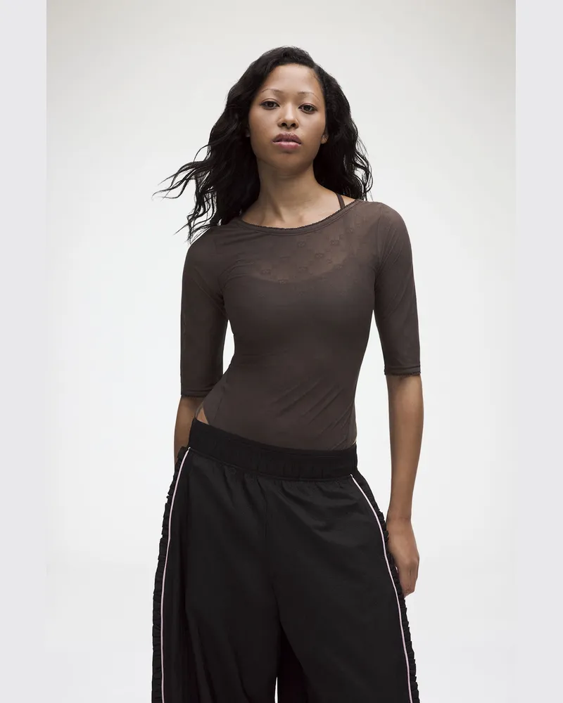 Ganni x lululemon Bodysuit aus Jacquard-Mesh - Größe Espresso Espresso