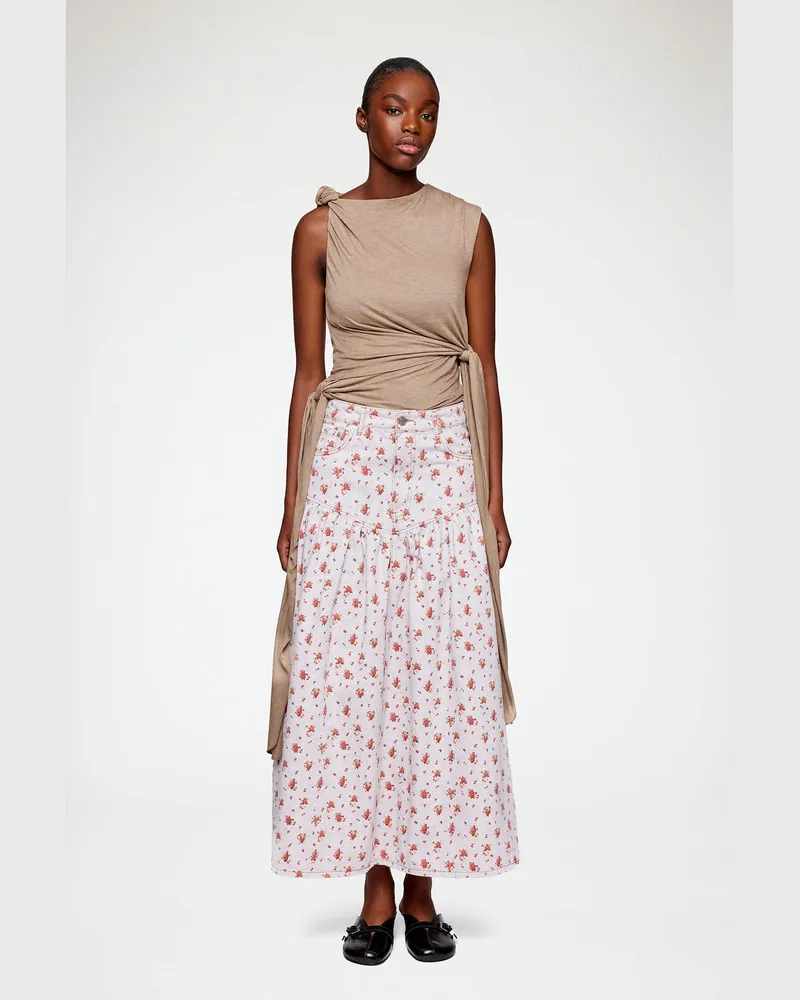 Ganni pfirsichfarbenskin Rock aus bedrucktem Denim Bio-Baumwolle - Größe Pfirsichfarbenskin