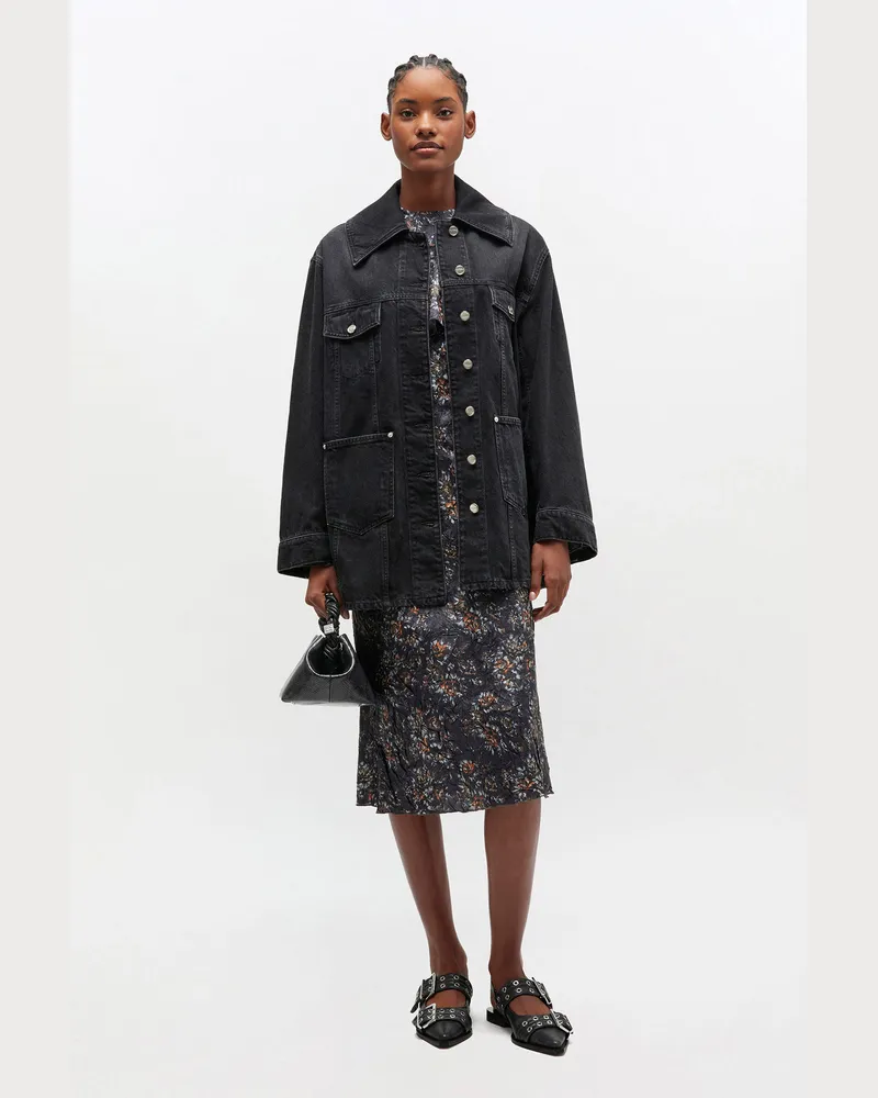 Ganni schwarz Schwarze gewaschene Jeansjacke - Größe Schwarz