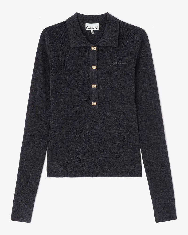 Ganni gemischt Gestricktes Polohemd - Größe Gemischt