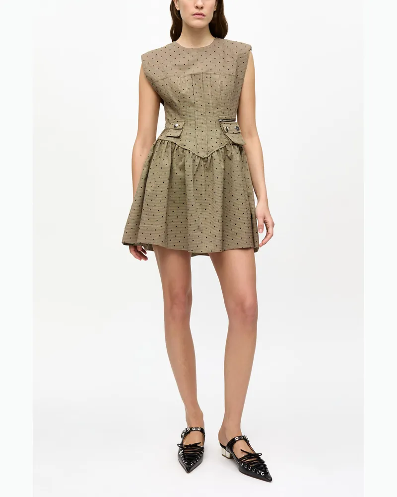 Ganni Braunes Korsett-Minikleid aus beflocktem Anzugstoff - Größe beige Beige