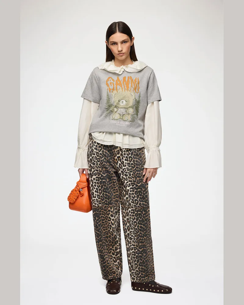 Ganni braun Stary-Jeans mit Leopardenmuster Bio-Baumwolle - Größe Braun